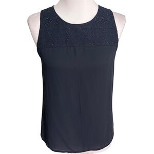 Banana Republic Navy Embroidered Tank Top